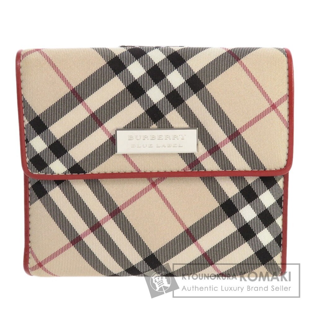 Burberry Blue Label Nova Check Bifold Wallet Nylon Leather